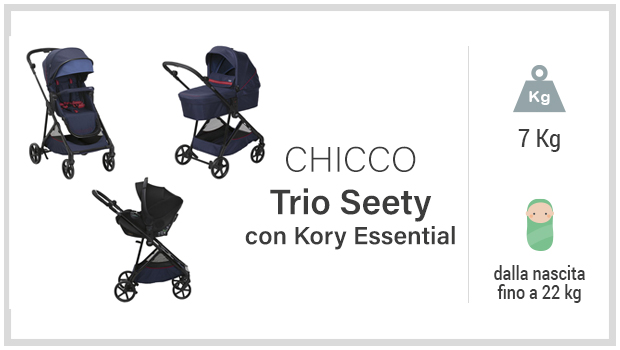 Chicco Trio Seety con Kory Essential - Miglior passeggino trio economico - Guida all'acquisto