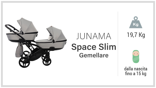 Junama Space Slim Gemellare- Miglior passeggino gemellare trio - Guida all'acquisto